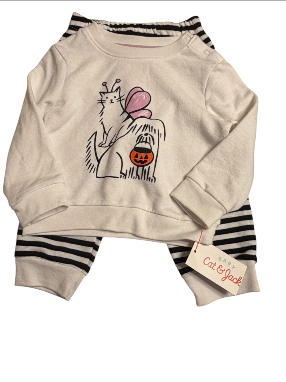 Cat & Jack Halloween Cat & Dog Graphic Sweatshirt Set NWT Size 12 months